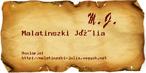 Malatinszki Júlia névjegykártya